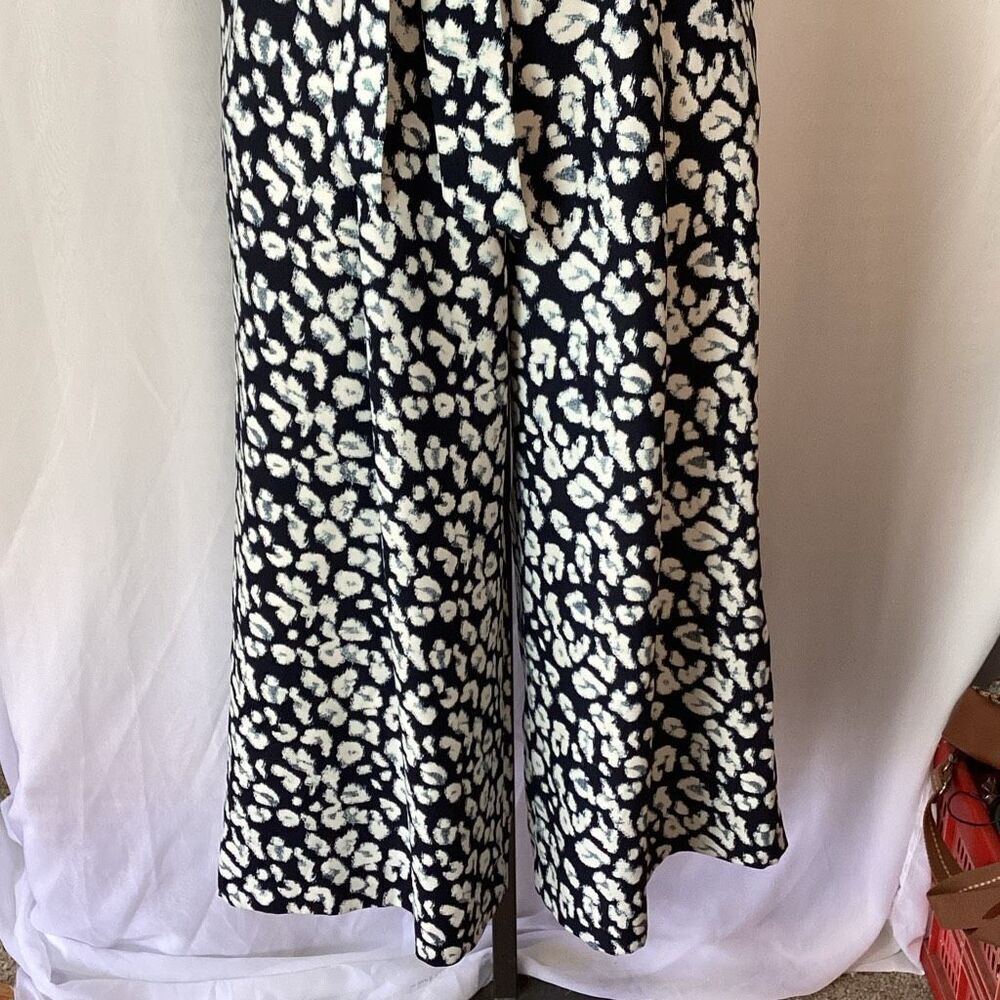 Banana Republic Wide Leg Cropped Jumpsuit Women’s 6 Navy Blue White Square Neckl - Picture 6 of 12